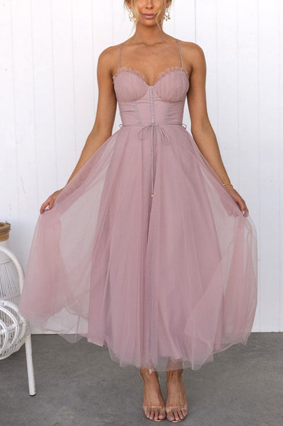 Zeiden Elegant Strappy A-Line Midi Dress
