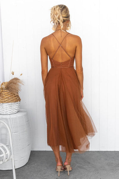 Zeiden Elegant Strappy A-Line Midi Dress
