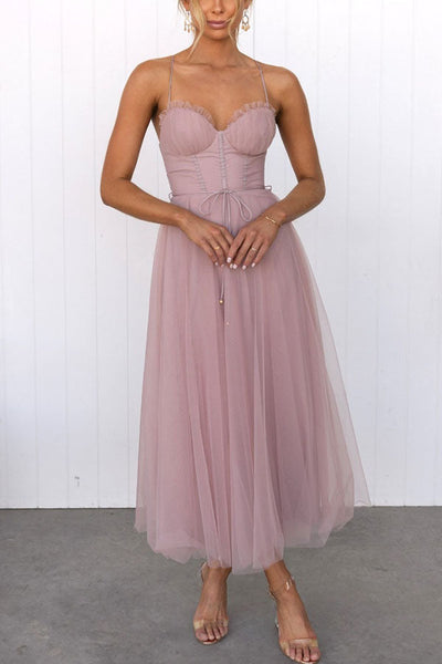 Zeiden Elegant Strappy A-Line Midi Dress