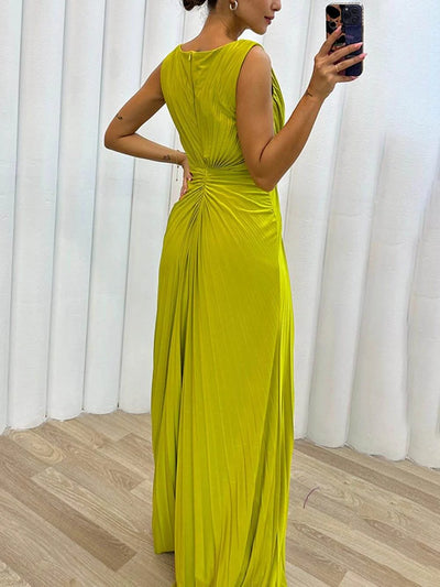 Davina Pleated Maxi Evening Dress