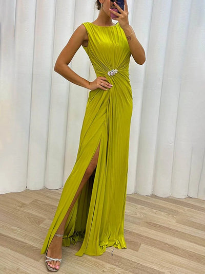 Davina Pleated Maxi Evening Dress
