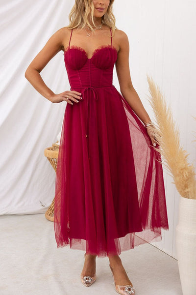Zeiden Elegant Strappy A-Line Midi Dress