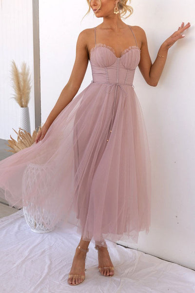 Zeiden Elegant Strappy A-Line Midi Dress