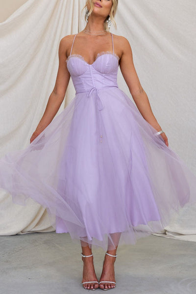 Zeiden Elegant Strappy A-Line Midi Dress