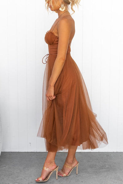 Zeiden Elegant Strappy A-Line Midi Dress