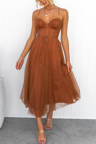Zeiden Elegant Strappy A-Line Midi Dress