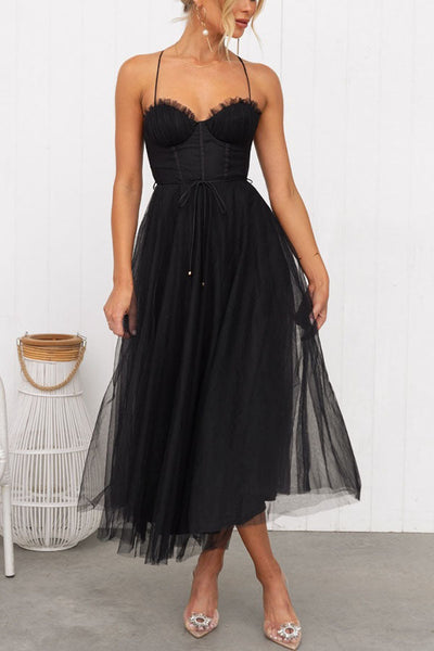 Zeiden Elegant Strappy A-Line Midi Dress