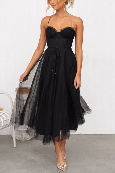 Zeiden Elegant Strappy A-Line Midi Dress