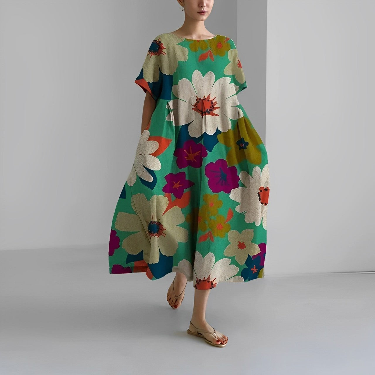 Daisy Retro Big Swing Loose Maxi Dress