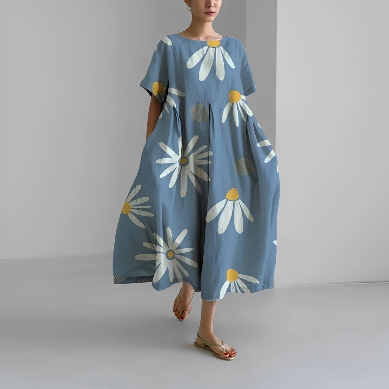 Daisy Retro Big Swing Loose Maxi Dress